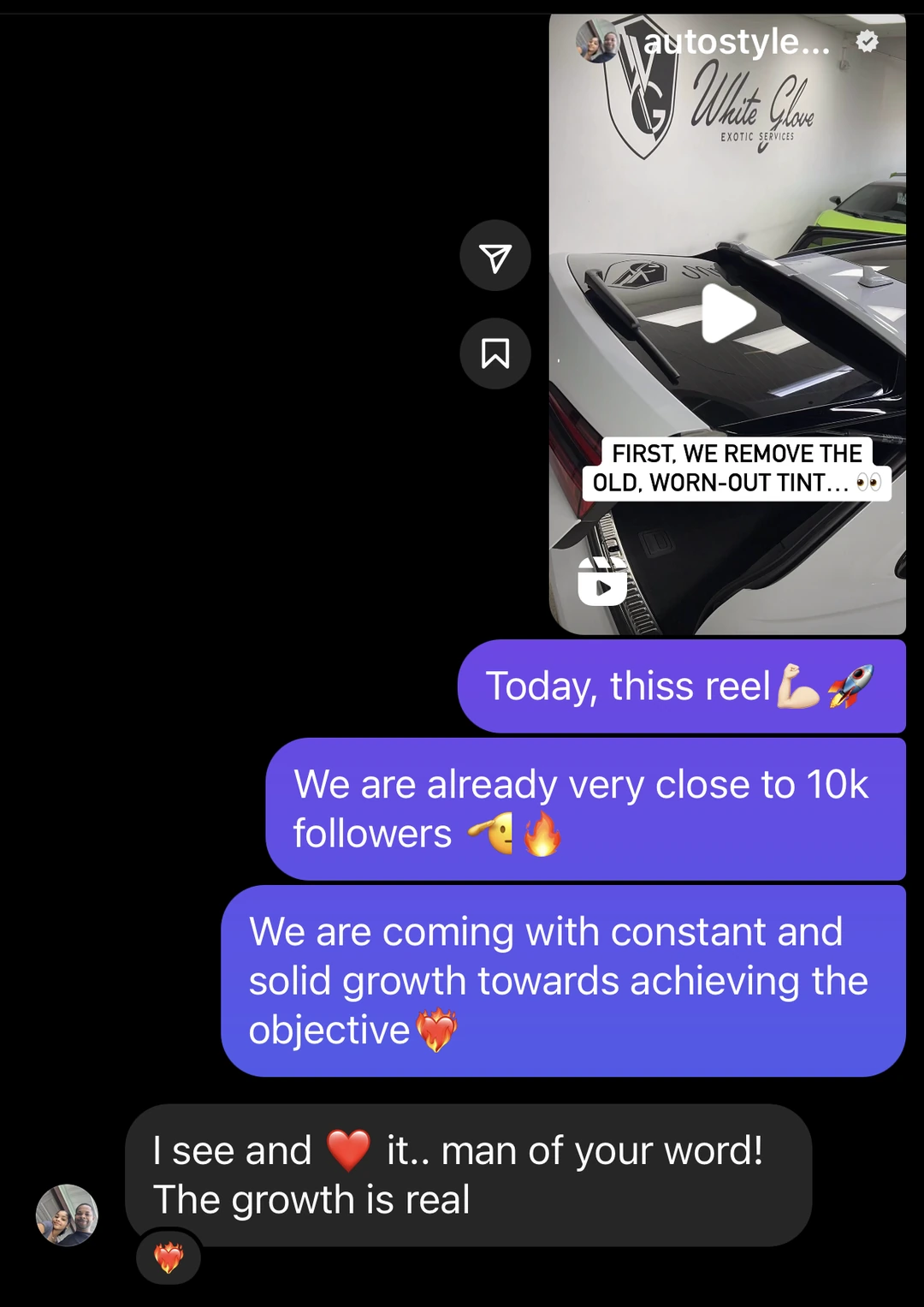 Client message from White Glove