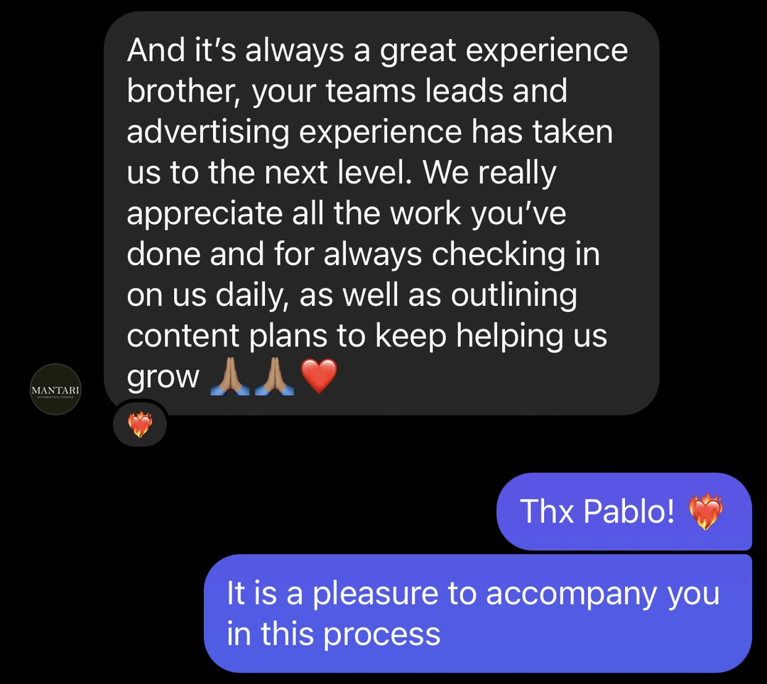 Client message from Mantari